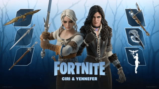 Witcher-Charaktere Ciri und Yennefer in Fortnite Titel